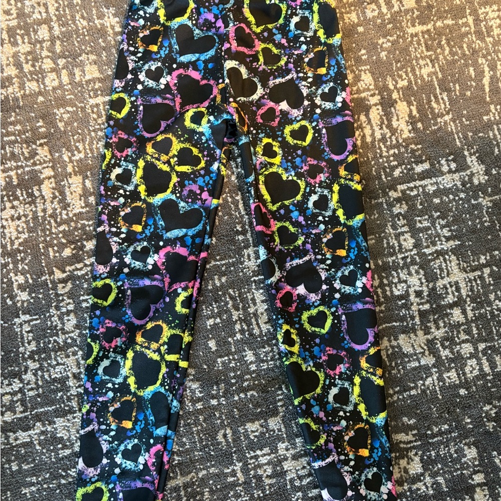 Colorful Heart Pattern Kids Leggings